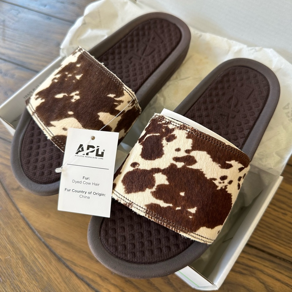 APL Iconic Slide Cow Print Sandals